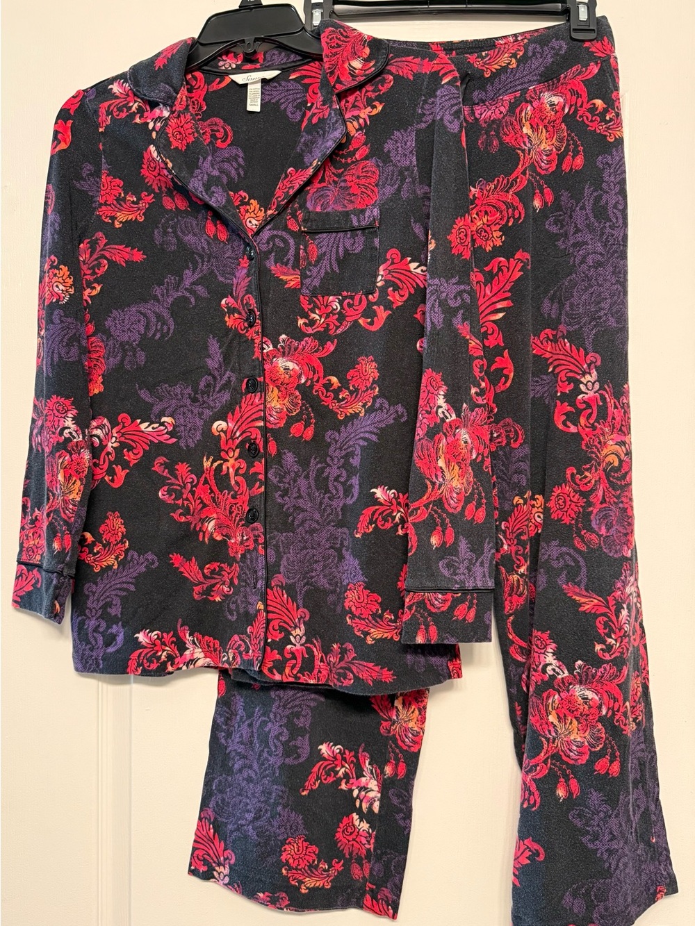 Soma Pajama Set Small Floral Modal Blend Pockets Satin Bow Lounge Sleepwear